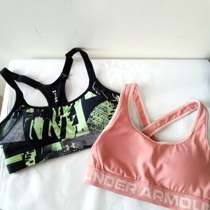 Under Armour Lot of 2 Women's Compression Sports Bras Removable Cup Pads Size S